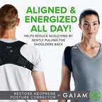 Gaiam Restore Posture Corrector for Women & Men - Neoprene Back Straightener Adjustable Straps Compact Brace Support for Clavicle, Neck, Shoulder, Invisible Pain Relief