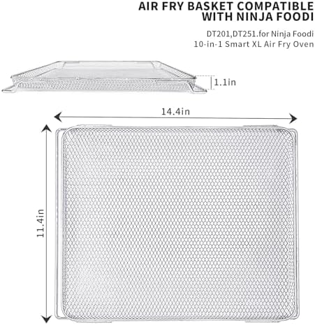 Replacement Air Fryer Basket for Ninja Foodi DT251 DT201 Air Fryer Oven, Stainless Steel Air Fryer Accessories for Ninja Foodi 10-in-1 Smart XL Air Fry Oven (for DT201 Series)