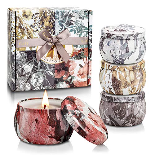 Scented Candles Gift Set, 8% Essential Oil, 4 Pack Aromatherapy Candle, 120H Burning, Candles for Home Scented, Ideal Gifts for Mom Birthday, Christmas, Valentine's Day, Mother's Day