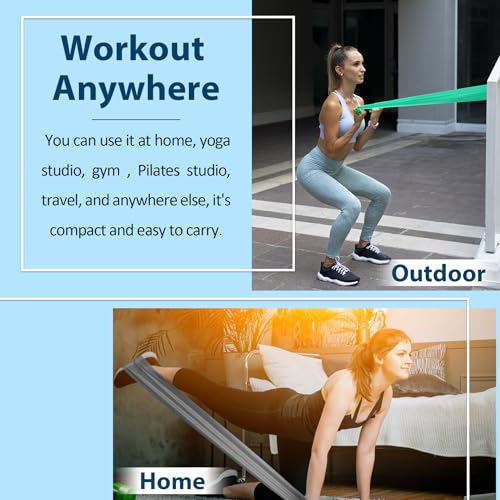 Exercise Bands Resistance Bands Set with Handles, Stretch Bands Workout Bands for Stretching, Latex Free Fitness Physical Therapy Bands Suitable for Rehab, Yoga, Pilates, Gym, Home Exercise
