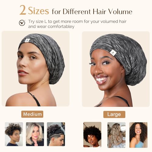 YANIBEST Silk Satin Bonnet Hair Wrap for Sleeping - Adjustable Stay on Silk Lined Slouchy Beanie Hat for Curly Hair and Braids