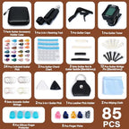 85PCS Guitar Accessories Kit Holder Case Include Acoustic Strings, Tuner, Capo, 3-in-1 Restring Tool, Picks, Pick Holder, Bridge Pins, Nuts & Saddles, Finger Protector, Chord Chart