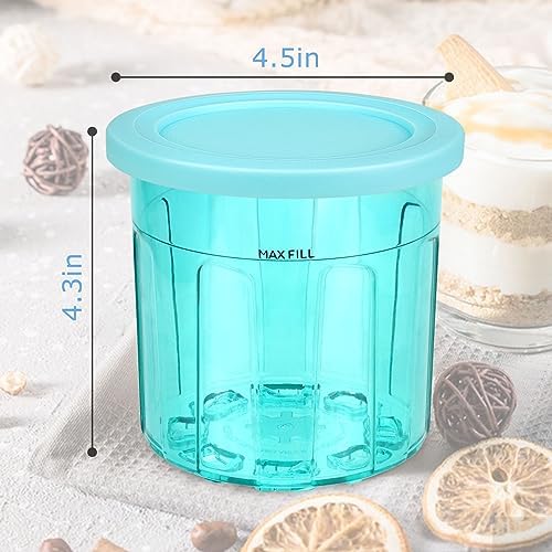 16oz ice cream Containers Replacement for Ninja Creami Pints and Lids - 4 Pack, Compatible with NC301 NC300 NC299AMZ Series Ice Cream Makers, Airtight, Leak Proof & Dishwasher Safe