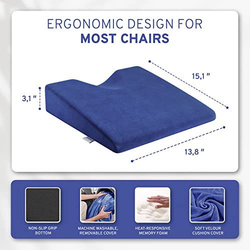 ComfySure Wedge Pillow for Office Chair Cushion and Car Seat Cushion - Medium Firm Memory Foam Seat Pad for Truck Seat, Gaming Chair - Orthopedic Support and Pain Relief for Tailbone and Hip