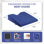 ComfySure Wedge Pillow for Office Chair Cushion and Car Seat Cushion - Medium Firm Memory Foam Seat Pad for Truck Seat, Gaming Chair - Orthopedic Support and Pain Relief for Tailbone and Hip