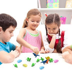 Dinosaur Party Favors Funny Mini Dinosaur Toys Dinosaur Birthday Party Supplies 24 Pack Dino Eggs and 24 Hatching Card Bulk Gifts Novelty Birthday Party Decorations for Kids Boys Girls Toddler