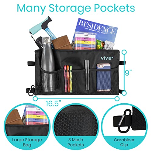 Vive Walker Bag - Accessories Wheelchair Basket Pouch (Water Resistant) - Seniors Caddy Accessory Attachment for Folding, Rolling Walkers - Carry Storage Carrier Tote - Lightweight, Universal Size