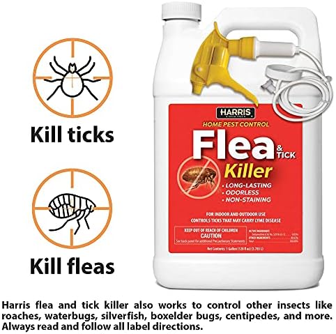 Harris Flea and Tick Killer, Liquid Spray with Odorless and Non-Staining Extended Residual Kill Formula (Gallon)