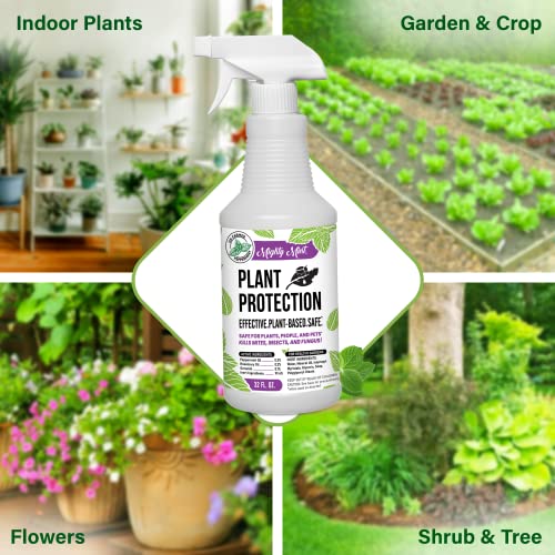 Mighty Mint 32 oz Peppermint Plant Protection Spray - for Spider Mites, Insects, Gnats, Fungus, and Disease with Microfiber Cloth