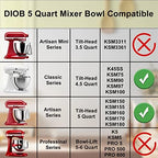 5 Quart Stainless Steel Mixer Bowl Compatible with KitchenAid 4.5 & 5 QT Tilt-Head Stand Mixers, Durable KitchenAid Replacement Bowl, Mixer Accessories for Baking & Cooking