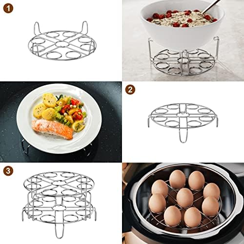 GSlife Egg Steamer Rack - Stainless Steel Trivet for 6, 8 Quart Pressure Cooker, Cooks 18 Eggs, Stackable Steaming Holders for Instant Pot Accessories, 2 Packs
