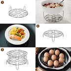 GSlife Egg Steamer Rack - Stainless Steel Trivet for 6, 8 Quart Pressure Cooker, Cooks 18 Eggs, Stackable Steaming Holders for Instant Pot Accessories, 2 Packs