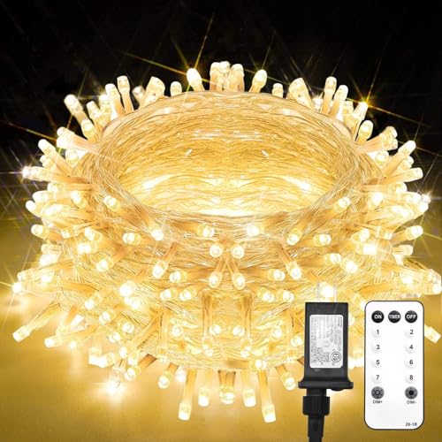 suddus 300 Led Christmas Lights Outdoor, 99ft Christmas Tree Lights Connectable, Warm White Christmas Lights Indoor for Xmas Holiday Yard Party Porch Holiday Lights Decor