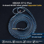 2M Long Recessed 2Pin IEM Cable, in Ear Monitor Replacement Earphone Cable, KBEAR ST12 Plus 8 Core 4N OFC Silver-plated HiFi Headphone Wire for KZ ZS10 PRO/ZSN PRO X/CCA CRA Earbuds (Dark, QDC 3.5MM)