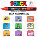 15 Posca Paint Markers, 5M Medium Posca Markers Set with Reversible Tips of Acrylic Paint Pens | Posca Pens for Art Supplies, Fabric Paint, Fabric Markers, Paint Pen, Art Markers