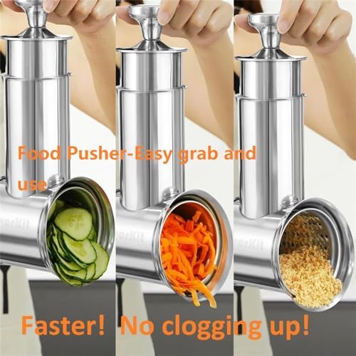 Large Stainless Steel Slicer Shredder Attachment for KitchenAid Mixers, Dishwasher Safe Salad Maker, Cheese Grater Accessories with 3 Blades & 1 Knob Thumb Screw