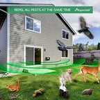 ASPECTEK Yard Sentinel Ultrasonic Animal Repellent, Waterproof Ultrasonic Cat Fox Repeller with Motion Detector, Pet Dog Deterrent, Rabbit Rat Scare for Garden Yard Field Farm, 4 Key Remote (UK Plug)