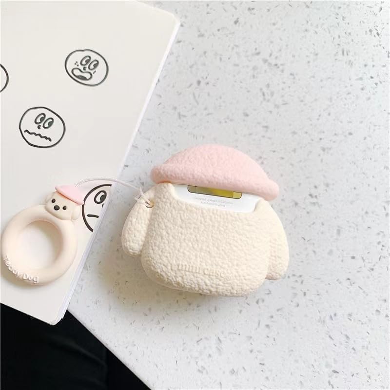 Case Compatible with AirPods 4, Cute Creative Pet Hat Teddy Dog Earphone Case, Puppy Style Soft Silicone Earphone Protection Skin for AirPods4 +Hook -Brown