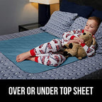 Gorilla Grip Washable Toddler Mattress Incontinence Pads, Reusable Waterproof Bed Underpads, Absorbent Leak Proof, 52x34, Slip Resistant Pad Protector, Absorbs 8 Cups for Bedwetting, Elderly Kids Blue