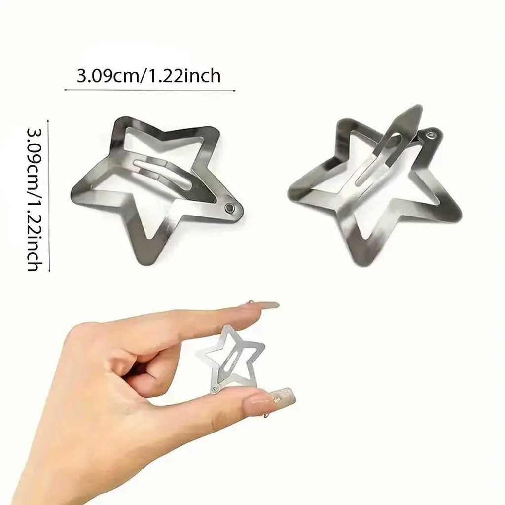 32 PCS 1.22" Star Hair Clips, Y2K Accessories, Non-Slip Metal Snap Silver Barrettes for Kids & Girls & Women kpop Styling