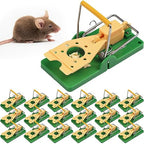 Qualirey 24 Pcs Mouse Traps Green Plastic Mice Trap Rat Traps House with Yellow Cheese Color Board Quick Sensitive Effective Mouse Trap Safe Reusable Sanitary Mice Traps for House, Garage, Outside