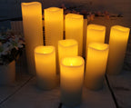 antizer Flameless Candles Led Candles Pack of 9 (H 4" 5" 6" 7" 8" 9" x D 2.2") Real Wax Battery Candles with Remote Timer for Home Fireplace Decor Wedding Festival Decor (Ivory 9 Pack)
