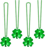 YAXINRUI 4pcs Light Up Shamrocks Beads Necklaces, St. Patrick's Day Accessories - Led Metallic Green Bead Clovers for Irish Party Favor Supplies