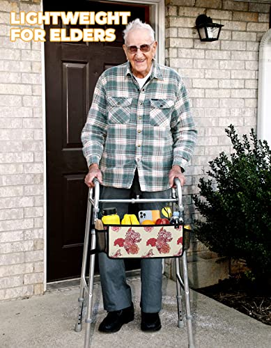 Wiicare Walker Basket for Folding Walker, Basket for Walkers for Seniors with Cup Holder, Foldable Walker Bag, Walker Accessories Gift for Friends, Family and Elders, Red