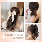 Yougeigy 6PCS Bow Hair Ties, Satin Hair Ribbon, Ribbon Hair Bows for Women Girls, Elastics Hair Scrunchies for Thick Thin Hair, Bows Hair Accessories for Valentine's Day
