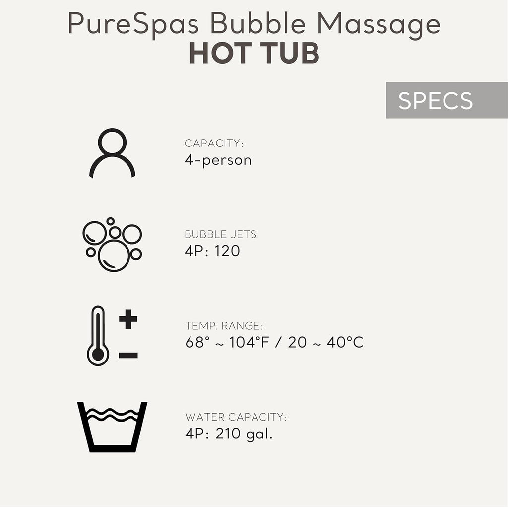 INTEX 28425EH PureSpa Bubble Massage Spa Set Outdoor Inflatable Portable Hot Tub, Includes Energy Efficient Spa Cover, Saltwater System Ready, 4 Person, 77in x 28in