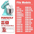 4.5-5QT Stainless Steel Flat Beater for KitchenAid Stand Mixer, Kitchen Aid Paddle Attachment Accessories/No coating/Dishwasher Safe Replacement for K45 KN15E1X KSM75 and Other Models