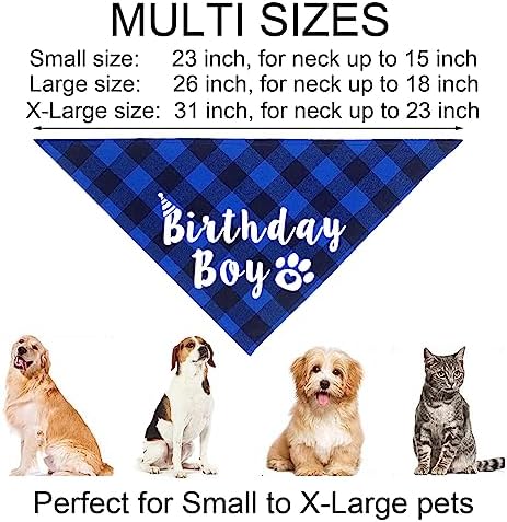 Dog Birthday Party Supplies, Multi Sizes Dog Birthday Bandana Boy Dog Birthday Hat Bow Tie Numbers It’s My Bday Mother Puppers Sign Banner for Large Extra Large Dogs Pets (X-Large, Blue)