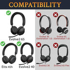 SOULWIT Earpads Replacement for Jabra Evolve2 65 (Evolve 2 65MS 65UC MS UC)/Evolve2 40 (40UC 40MS USB)/Elite 45h On-Ear Wireless Headset, Ear Pads Cushions with Softer Protein Leather - Black