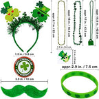 Winlyn 58 Pcs St. Patrick's Day Novelty Jewelry Assortment: Necklaces, Head Boppers, Bracelets, Mustaches, Tattoos & Accessories for St. Patty's Day Irish Party Decor