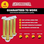 Catchmaster Gold Stick Fly Trap 4-Pk, Bug & Fruit Fly Traps for Indoors & Outdoors, Premium Adhesive Mosquito, Gnat, & Bug Catcher, Insect Killer, Pet Safe, Bulk Pest Control for Home