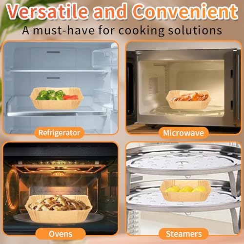200PCs Air Fryer Paper Liners for Ninja Crispi, Non-Stick and Disposable, Fits Ninja Crispi FN101GY, 100 Large for 4-Qt & 100 Small for 6-Cup Container, Bleach-Free Square/rounded Paper Accessories.