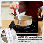 Photect 2 Pcs Candy Thermometer with Pot Clip 8" Deep Fry Oil Thermometer Instant Read Cooking Food Thermograph Sugar Syrup Jam Jelly Oil Temperature Kitchen Accessories for Home Cooking(Red)
