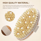 Dry Brushing Body Brush - Natural Boar Bristle Body Brush Set with Face Brush, Wooden Long Handle Scrub Body Brush for Cellulite Treatment, Lymphatic Drainage, Detachable, 3 Brush Heads