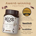KOS Plant Based Protein Powder, Chocolate USDA Organic - Low Carb Pea Protein Blend, Vegan Superfood with Vitamins & Minerals - Keto, Soy, Dairy Free - Meal Replacement for Women & Men - 15 Servings