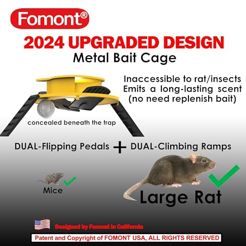 Fomont 2024 New Upgraded Bucket Lid Mouse Trap-Metal Bait Cage-Auto Reset-5 Gallon Bucket Fit-Humane-Indoor Outdoor-Rat Trap