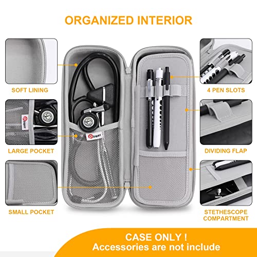 Stethoscope Carrying Case, Hard Stethoscope Case Compatible for 3M Littmann Classic III, Cardiology IV Diagnostic, MDF Acoustica Stethoscopes and Other Nurse Accessories (Pu Black)