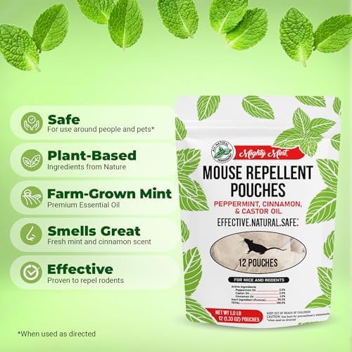 Mighty Mint Mouse Repellent Pouches & Rodent Repellent Spray Bundle