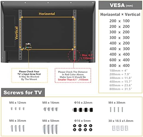 TAVR Universal Table Top TV Stand Base/Legs for Most 32 37 40 42 47 50 55 LCD LED Plasma Flat Screen TVs, Height Adjustable Replacement Stand, Holds up to 88 lbs, Max VESA 800x400 mm