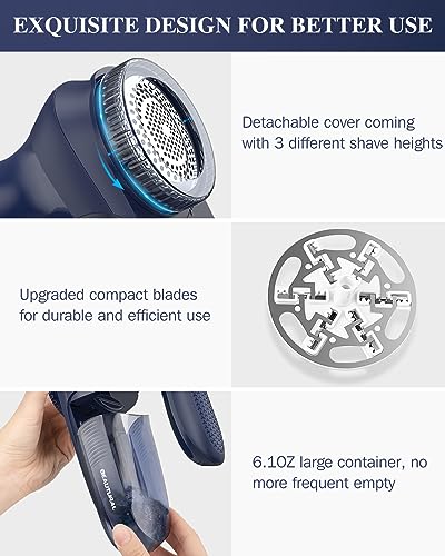 BEAUTURAL Sweater Fabric Shaver Home-Edition, Powerful & Efficient Lint Remover for Clothes and Furniture, AC Adapter or Battery Powered Pill Fuzz Remover, Special for Your Family