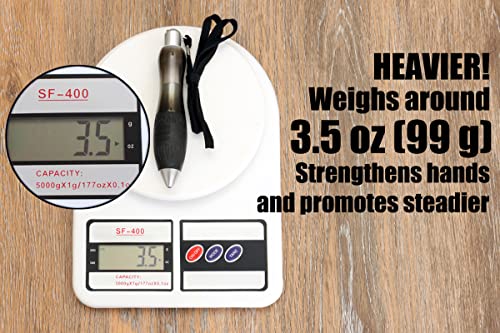 HEAVIER Weighted Pens for Hand Tremors, Parkinsons Patients, Arthritis Hand, Carpal Tunnel Syndrome & Low Grip Strength - Big Fat Pens to Help Elderly - Weighted Wide Grip Pens (2 Pen with 4 Refills)