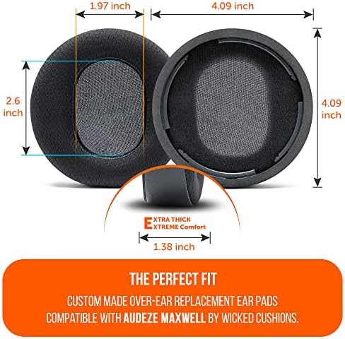 WC Freeze Maxwell - Cooling Gel Replacement Earpads for Audeze Maxwell Headphones by Wicked Cushions - Elevate Comfort, Durability, Thickness & Sound Isolation for Epic Gaming Sessions | Black
