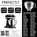 5 Quart Stainless Steel Mixer Bowl for KitchenAid Artisan & Classic Series 4.5&5 QT Tilt-Head Stand Mixers, Replacement Mixing Bowl for KitchenAid, Mixer Attachment for KitchenAid, Silver