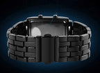 Fashion Mens Binary Sports Watch Digital LED Matrix Waterproof Outdoor Casual Black Bracelet Blue Backlit Men's Square Watch (Black)