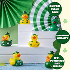 JOYIN 24 Pcs St.Patrick's Day Rubber Ducks, Green Rubber Lucky Ducks with Hats & Shamrock Patterns, Small Kid Bath Toys, St Patrick Gifts for Kids, Party Favors & Decorations