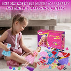 79 Pcs Doll Clothes and Accessories with Doll, Princess Gowns, Fashion Dresses, Slip Dresses, Top, Pants, Jumpsuit, Swimsuits, Shoes, Hangers, Doll Dress up Toys for Girls Kids Toddlers Toy Gifts